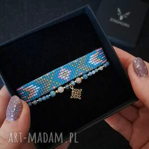 zestaw bransoletek aurora dream - akwamaryn, kwarc różowy i labradoryt