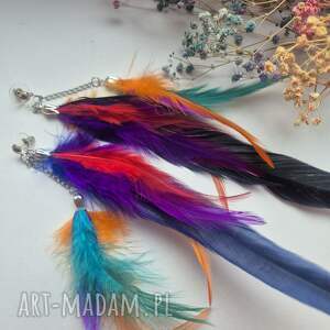 Kolczyki piora wkręty etno boho folk lekkie i długie, kol, et, wie, sl