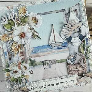 scrapbooking kartki kartka z okazji przejścia na emeryturę motywem morza