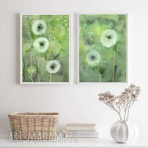 Zestaw 2 A4, akwarela, dmuchawce, sztuka, trawy