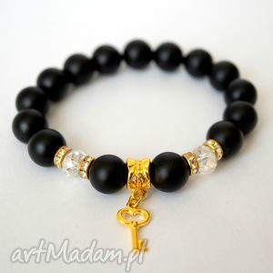 handmade bransoleta black onyx&gold key