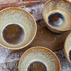 komplet 4 miseczek betonki brąz kamionka, ceramika na prezent, śniadaniowe