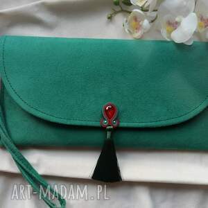 szmaragdowa butelkowa zielona emerald kopertówka torebka do ręki prezent