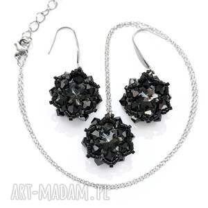 staghorn czarny komplet biżuterii night fall maxima wiszące kolczyki, naszyjnik