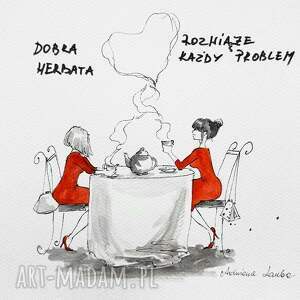 Przy herbatce praca akwarelami oraz piórkiem artystki Adriany Laube