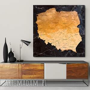 Tablica korkowa Mapa Polski 90x90 - obraz na płótnie z pinezkami