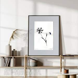 grafika z ramą - nr 126-chabry, obraz akwarela kwiatami, kwiaty