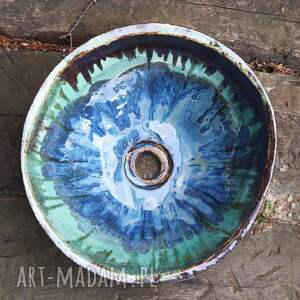 Ceramiczna Umywalka 34 cm Szafirowe Jezioro, Granat i Turkus