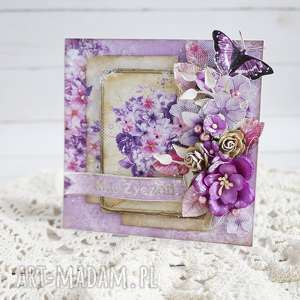 handmade scrapbooking kartki urodzinowa - w fioletach