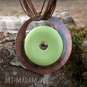 handmade naszyjniki miedziany naszyjnik z zielonym howlitem c339