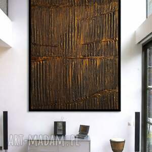 Duży obraz strukturalny metaliczny 10x150cm model 100326, obrazy