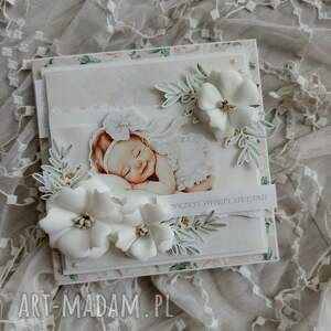 handmade scrapbooking kartki kartka z okazji chrztu świętego dla dziewczynki