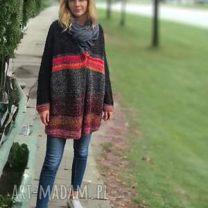 the wool art wielobarwny kardigan sweter drutach, wiosenny sweter