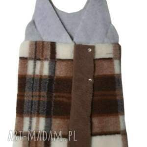 długa kamizelka wełniana merynos - szerokość regulowana bezrękawnik, praktyczny