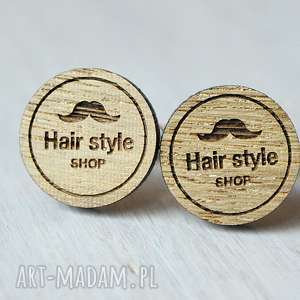 dębowe drewniane spinki do mankietów barber shop, hair, ekologiczne