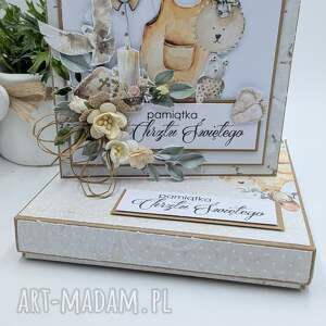 pamiątka chrztu świętego w pudełku - ręcznie robiona kartka