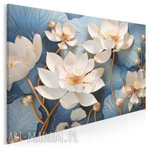 obraz na płótnie - kwiaty lilie glamour stylowy art deko 120x80 cm 111501
