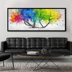 obraz na płótnie - abstrakcyjne drzewo kolorowe plamy 147x60cm 02586