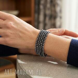 bransoletka z fasetowanych koralików - grafitowy blask bransoletki szkło kryszta