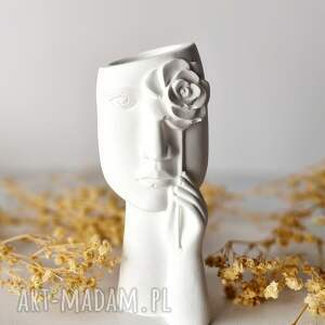 handmade wazony wazon kobieca twarz - flower white