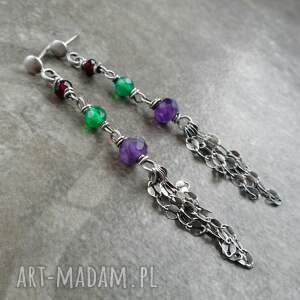 pędzelki 925, srebro, srebrne, kolczyki - kamieniami