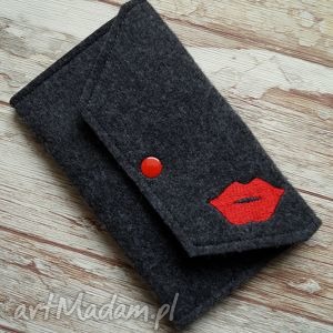 handmade filcowe etui / kosmetyczka - red lips