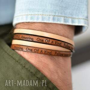 bransoletka męska hombree double motto steel brown, zapięcie zegarkowe stal