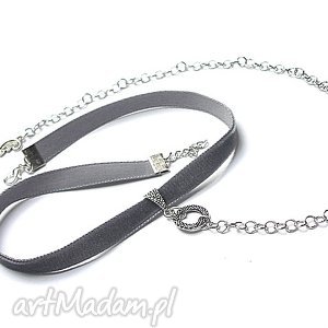 handmade naszyjniki choker - /grey/ black