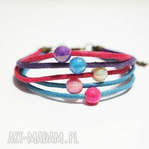 Kolorowa bransoletka ze sznurków i koralików handmade