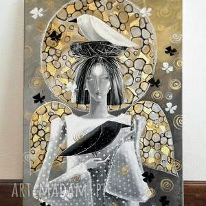 kontrasty codzienności giclee anioł, kruk, ptaki wydruk na płótnie