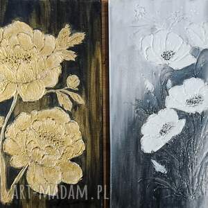 Prezent ELEGANCKI DYPTYK STRUKTURALNY Z WIDOCZNĄ TEKSTURĄ 3D - SREBRO