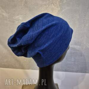 Chabrowa czapka damska rozciągliwa - handmade na co dzień