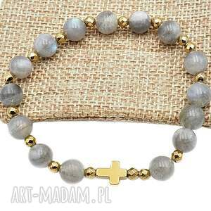 Prezent Bransoletka różaniec na rękę labradoryt rękodzieło