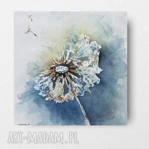 Akwarela Dmuchawiec 20x20 cm - oryginalny obraz ręcznie malowany