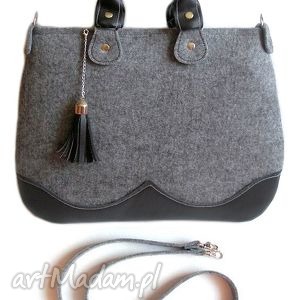 handmade torebki classic grey&black with charms - zamówienie specjalne wersji