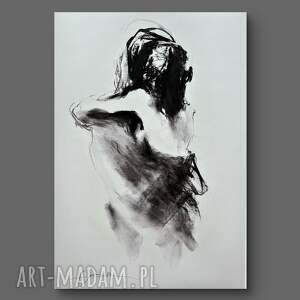 prezent na święta, lovers - 50x70cm, kobieta szkic, obrazy nad łóżko