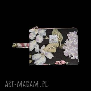 Saszetka M w kwiaty, bawełniana, styl romantyczny