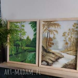 ZESTAW RĘCZNIE MALOWANYCH OBRAZÓW Z RAMAMI - DYPTYK MAGICZNA