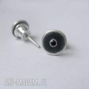 OKRĄG kolczyki, cyrkonia, srebro, oksydowane