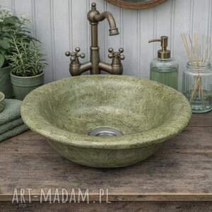 umywalka nablatowa ceramiczna zielona - designerska misa do łazienki