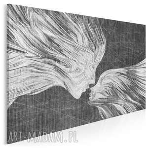obraz na płótnie - twarze pocałunek 120x80 cm 13504, abstrakcja, nowoczesny