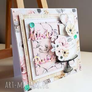 kartka ślubna - młodej parze z tortem, młoda para, scrapbooking miłość