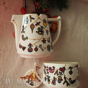 kubki ręcznie malowany zestaw filiżanka z czajniczkiem tea for one decor