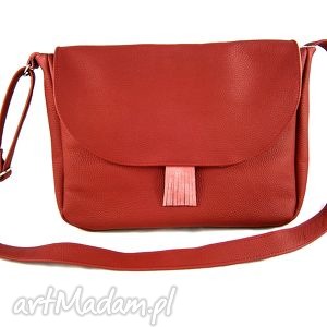 leather red ellie torebka, listonoszka skóra, naturalna, elegancka