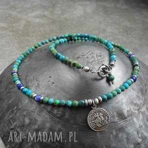 Prezent turkusowy naszyjnik 925, srebro, turkus