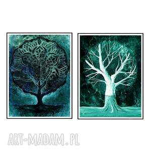 plakaty drzewa, botanika, komplet 2 plakatów autorskich, plakaty, autorskie