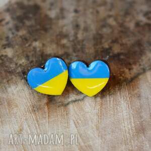 dla ukrainy kolczyki serca z flagą, żywicy, serce ukraina