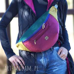 Prezent kolorowa welurowa damska nerka XXL, mini plecak, nerkoplecak
