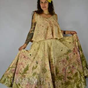 Barwiona roślinami Dzika Leśna Nimfa II, maxi spódnica