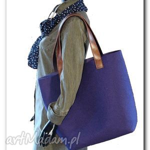 hand made na ramię bardzo duża fioletowa, xxl minimalistyczna torebka